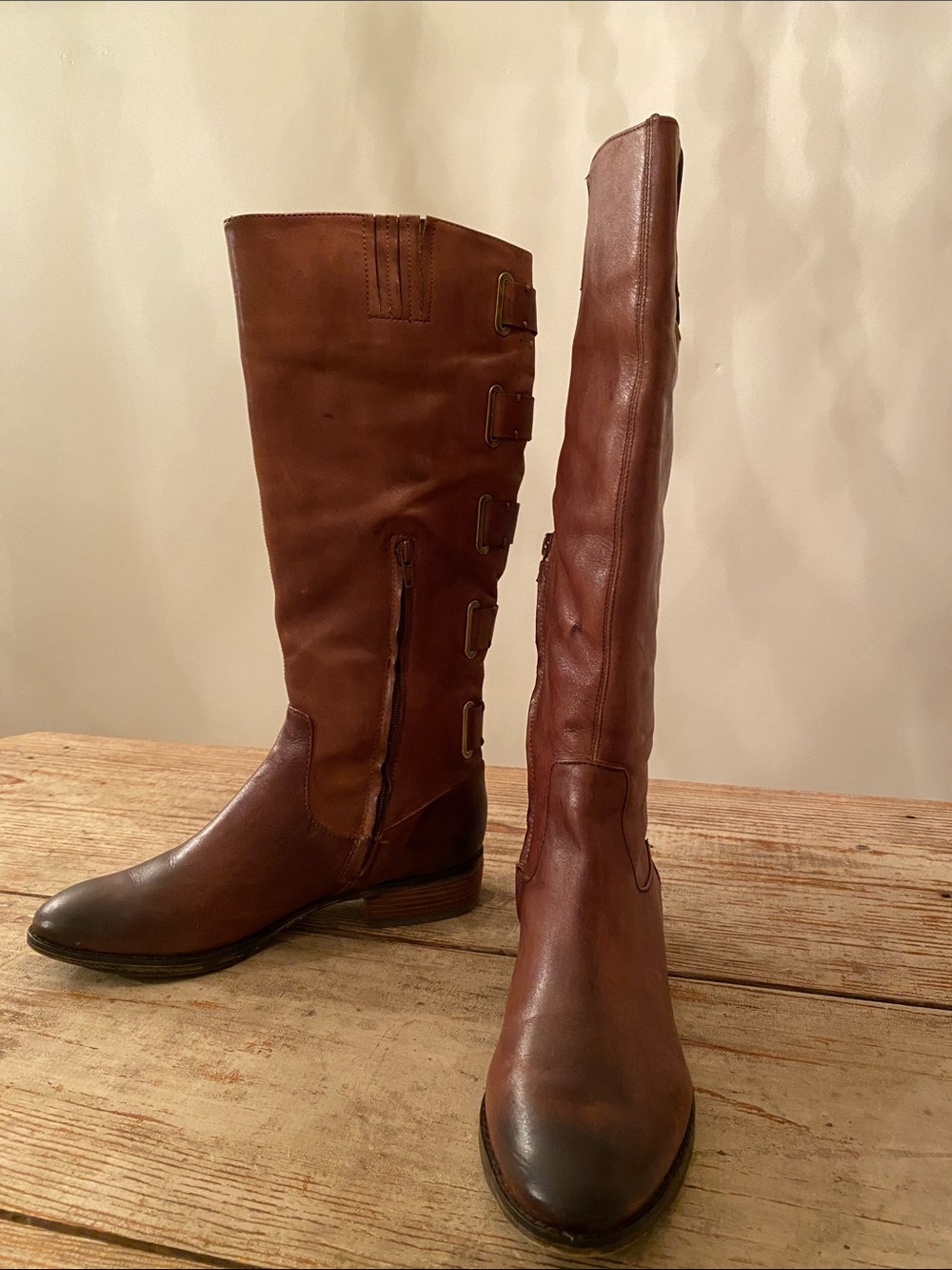 Arturo Chiang- Women's Tall Riding Boots - Brown Leather